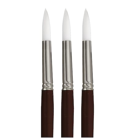 Optimum Synthetic Short Handle Paint Brushes, Round, Size 12, Pack Of 3 PK